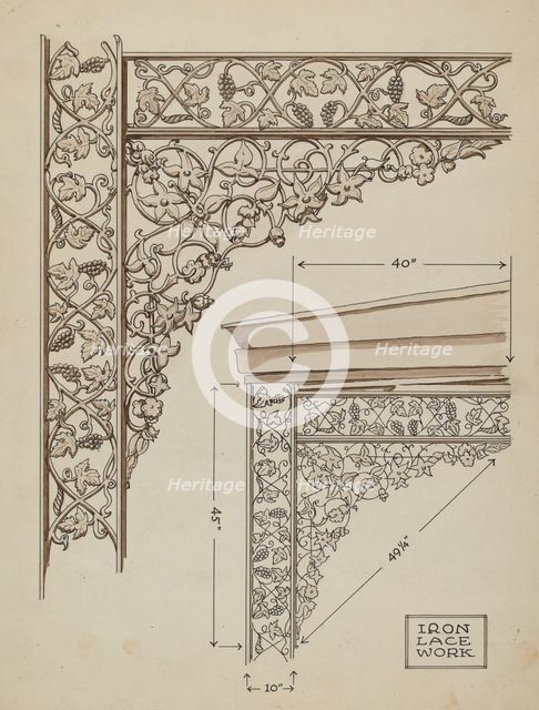 Cast Iron Balcony Rail, c. 1936. Creator: Thomas Byrne.