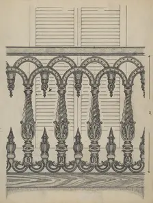 Cast Iron Balcony Rail, c. 1936. Creator: Thomas Byrne