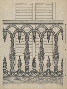 Cast Iron Balcony Rail, c. 1936. Creator: Thomas Byrne