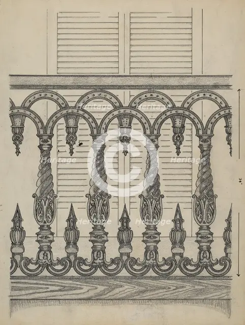 Cast Iron Balcony Rail, c. 1936. Creator: Thomas Byrne.