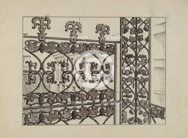 Cast Iron Balcony Rail, c. 1936. Creator: Al Curry.