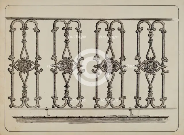 Cast Iron Balcony Rail, c. 1936. Creator: Al Curry.