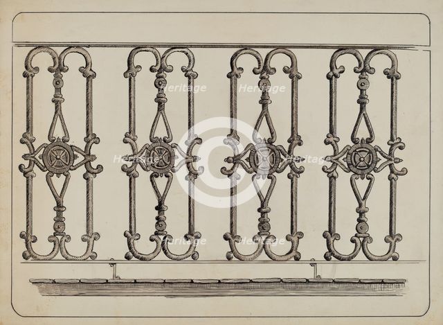 Cast Iron Balcony Rail, c. 1936. Creator: Al Curry.