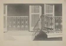 Cast Iron Balcony Rail, c. 1936. Creator: Arelia Arbo