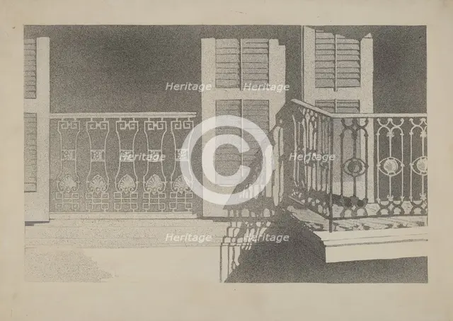 Cast Iron Balcony Rail, c. 1936. Creator: Arelia Arbo.