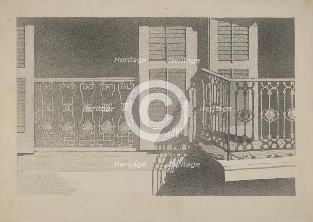 Cast Iron Balcony Rail, c. 1936. Creator: Arelia Arbo.