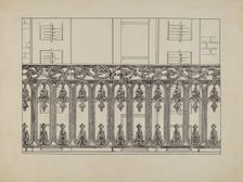 Cast Iron Balcony Rail, c. 1936. Creator: Arelia Arbo