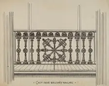Cast Iron Balcony Rail, c. 1936. Creator: Lucien Verbeke