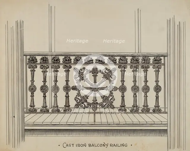 Cast Iron Balcony Rail, c. 1936. Creator: Lucien Verbeke.