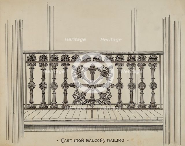Cast Iron Balcony Rail, c. 1936. Creator: Lucien Verbeke.