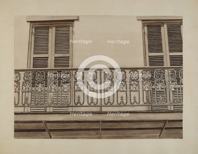 Cast Iron Balcony Rail, c. 1936. Creator: Lucien Verbeke.