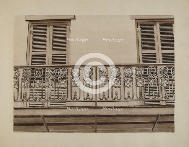 Cast Iron Balcony Rail, c. 1936. Creator: Lucien Verbeke.
