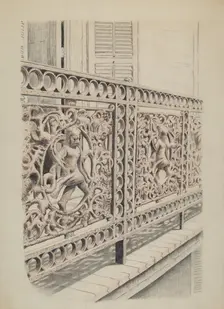 Cast Iron Balcony Rail, c. 1936. Creator: Ray Price