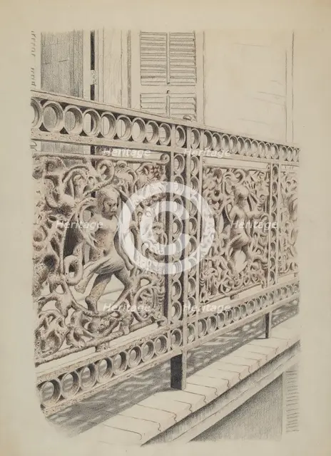 Cast Iron Balcony Rail, c. 1936. Creator: Ray Price.