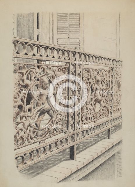 Cast Iron Balcony Rail, c. 1936. Creator: Ray Price.