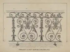 Cast Iron Balcony Rail, c. 1936. Creator: Ray Price