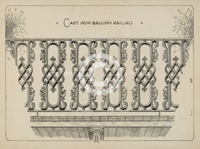 Cast Iron Balcony Rail, c. 1936. Creator: Ray Price.