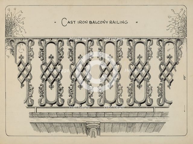 Cast Iron Balcony Rail, c. 1936. Creator: Ray Price.
