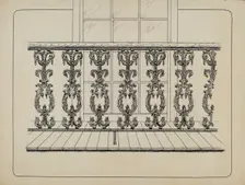 Cast Iron Balcony Rail, c. 1936. Creator: Ray Price