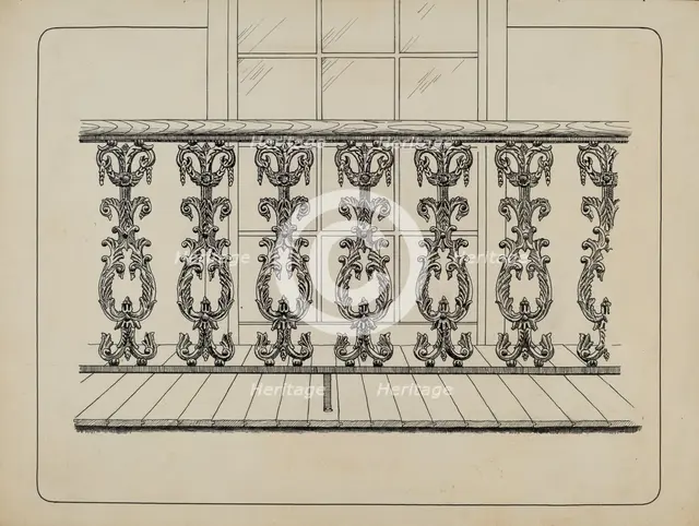 Cast Iron Balcony Rail, c. 1936. Creator: Ray Price.