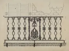 Cast Iron Balcony Rail, c. 1936. Creator: Ray Price