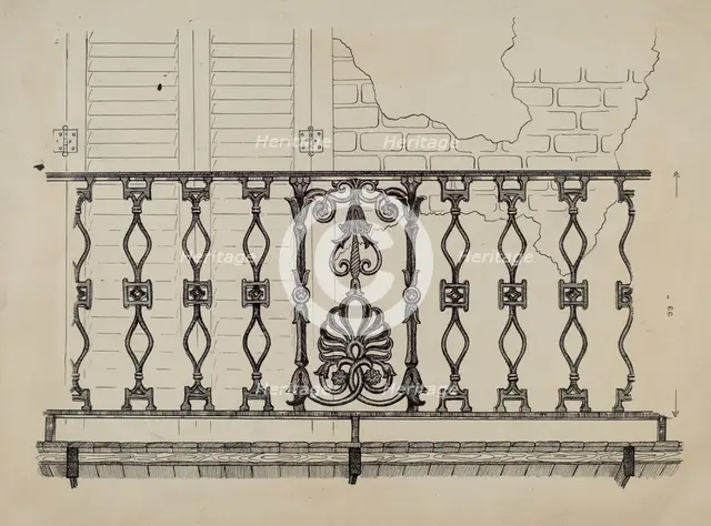 Cast Iron Balcony Rail, c. 1936. Creator: Ray Price.