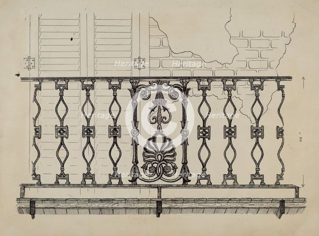 Cast Iron Balcony Rail, c. 1936. Creator: Ray Price.