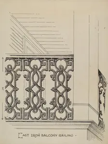 Cast Iron Balcony Railing, c. 1936. Creator: Thomas Byrne