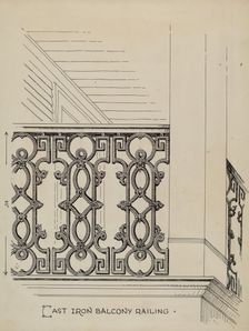 Cast Iron Balcony Railing, c. 1936. Creator: Thomas Byrne