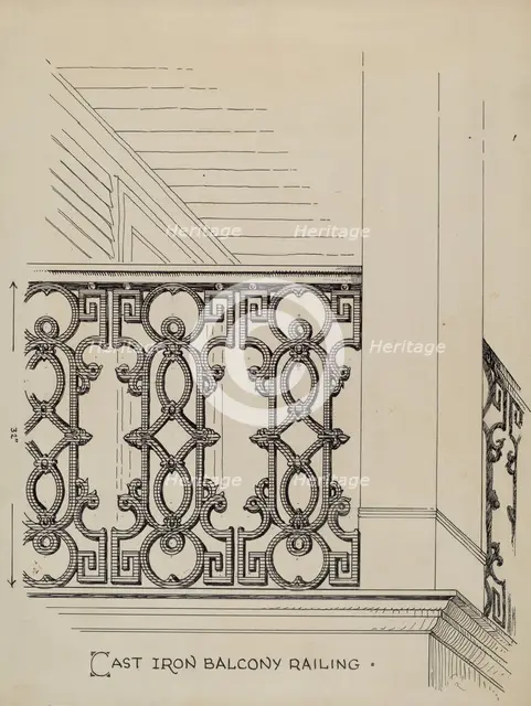 Cast Iron Balcony Railing, c. 1936. Creator: Thomas Byrne.
