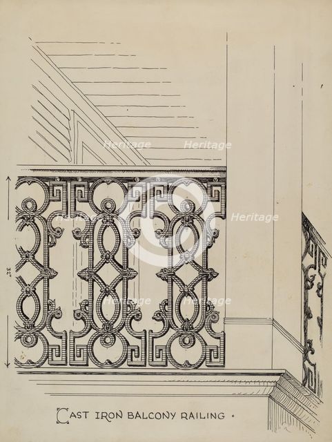 Cast Iron Balcony Railing, c. 1936. Creator: Thomas Byrne.