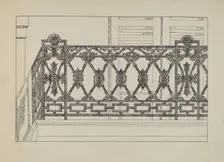 Cast Iron Balcony Railing, c. 1936. Creator: Arelia Arbo