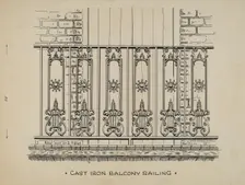 Cast Iron Balcony Railing, c. 1936. Creator: Ray Price