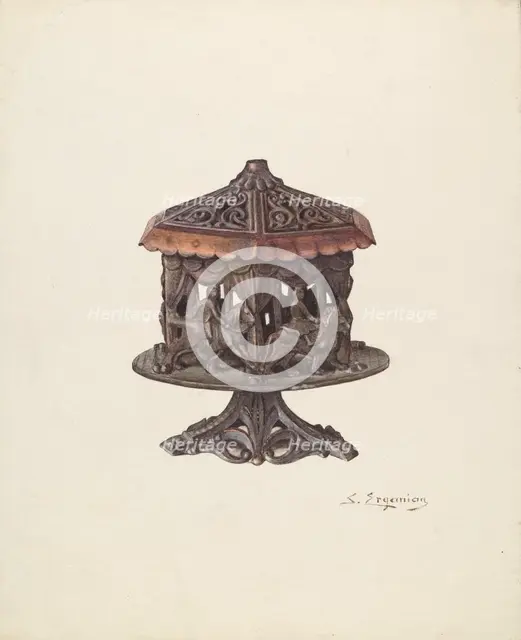 Cast Iron Bank: Merry go Round, c. 1940. Creator: Sarkis Erganian.