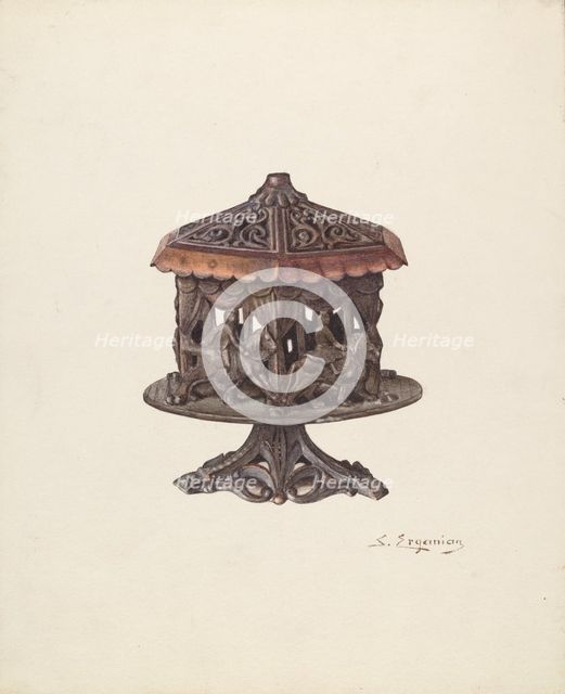 Cast Iron Bank: Merry go Round, c. 1940. Creator: Sarkis Erganian.