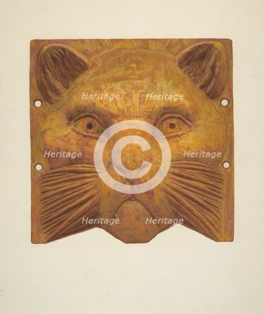 Cast Iron Cat's Head, 1935/1942. Creator: Jane Iverson.