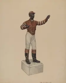 Cast Iron Dobbie: Jockey, c. 1939. Creator: Paul Poffinbarger