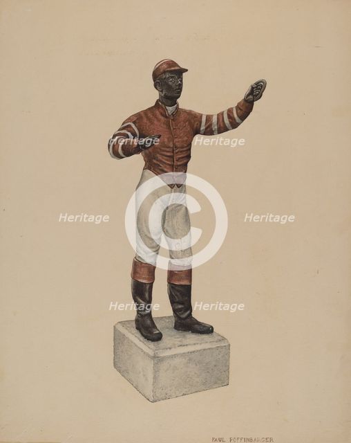 Cast Iron Dobbie: Jockey, c. 1939. Creator: Paul Poffinbarger.