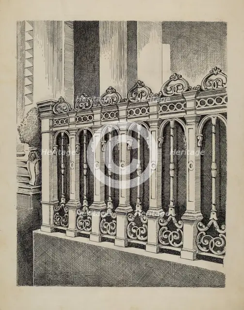 Cast Iron Fence, 1935/1942. Creator: Al Curry.