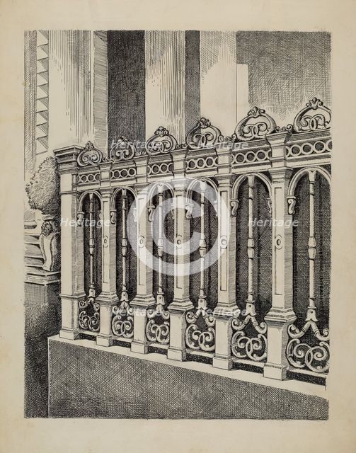 Cast Iron Fence, 1935/1942. Creator: Al Curry.