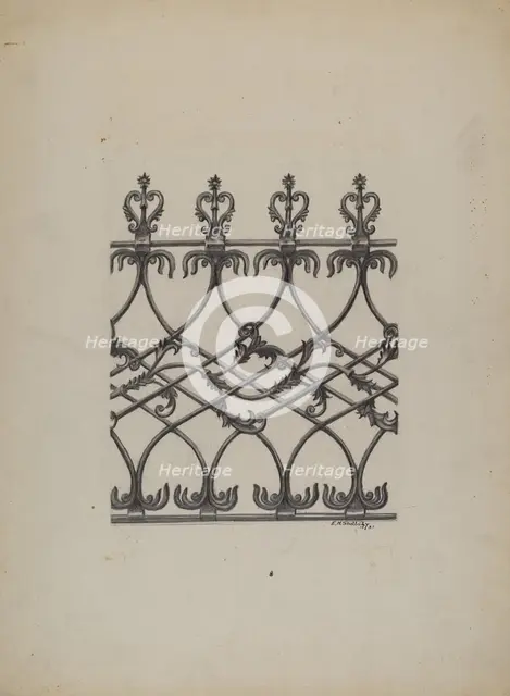 Cast Iron Fence, 1937. Creator: Eugene Shellady.