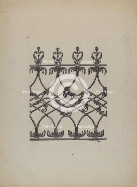 Cast Iron Fence, 1937. Creator: Eugene Shellady.
