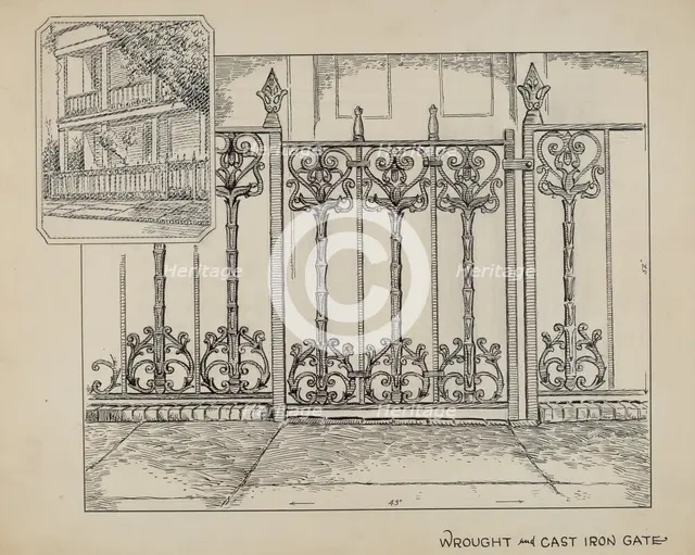 Cast Iron Fence, c. 1936. Creator: Al Curry.