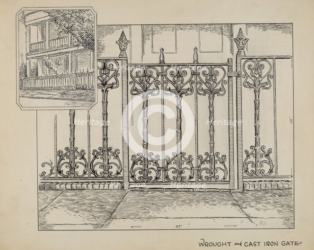 Cast Iron Fence, c. 1936. Creator: Al Curry.