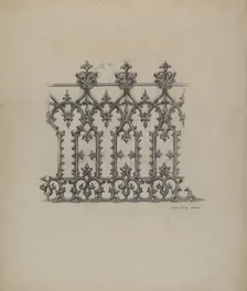 Cast Iron Fence, c. 1937. Creator: Charlotte Angus