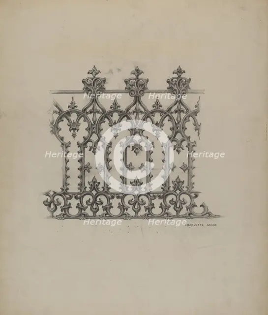 Cast Iron Fence, c. 1937. Creator: Charlotte Angus.