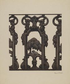 Cast Iron Fence, c. 1939. Creator: Pearl Torell