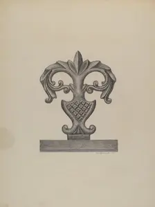 Cast Iron Fence Finial, 1937. Creator: Austin L. Davison