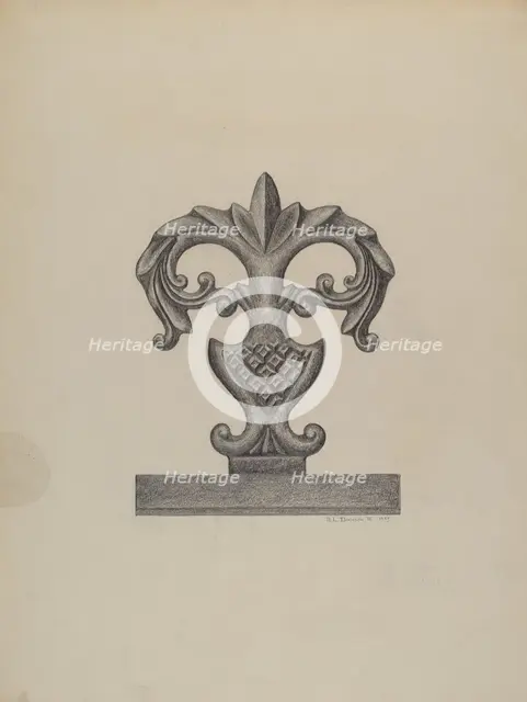 Cast Iron Fence Finial, 1937. Creator: Austin L. Davison.