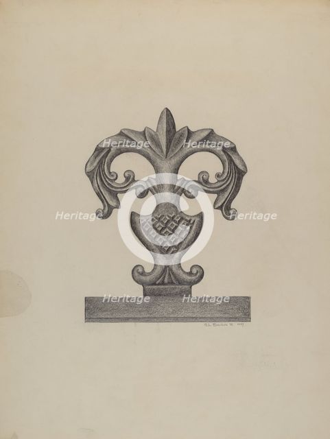 Cast Iron Fence Finial, 1937. Creator: Austin L. Davison.